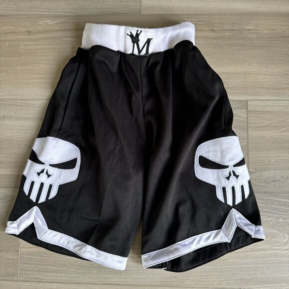 RETRO Mperial Sportswear Punisher Black & White YOUTH Basketball Shorts Small - Picture 1 of 10